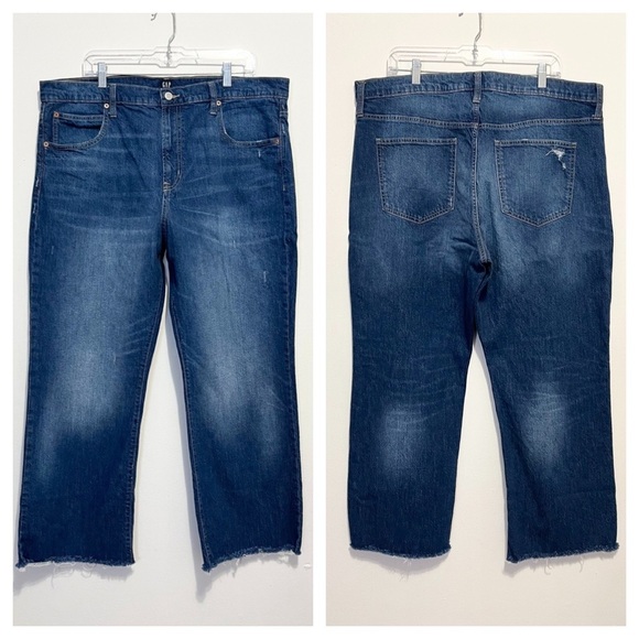 ➕ Gap Denim Ankle Flare Raw Hem Dark Wash Jeans Womens Plus Size 18 - Picture 2 of 12